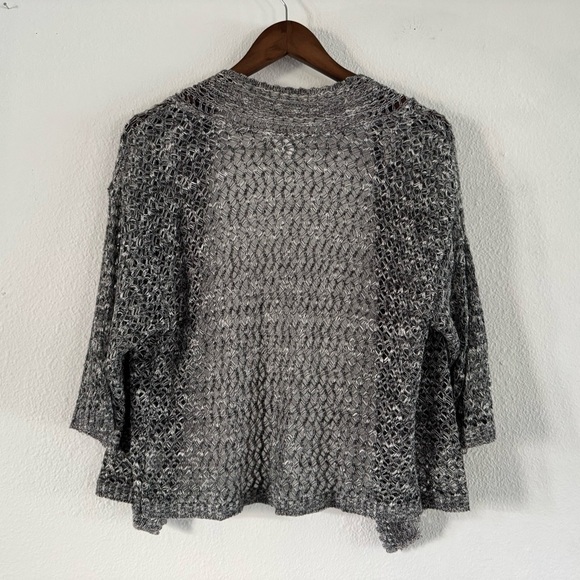 Dress Barn Open Knit Texture Cardigan Gray M Boho Coastal Cottage Transitional - Picture 8 of 9